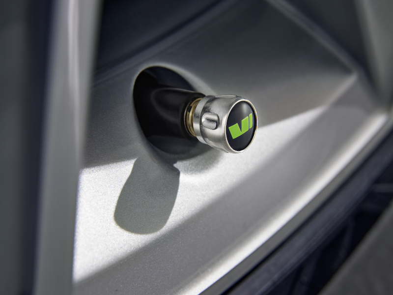 Close up of Alloy Wheel with a Skoda Valve Cap with Vrs Logo